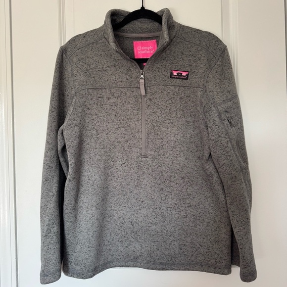 Simply Southern Heathered Gray Quarter Zip Pullover Size Small - Picture 1 of 8